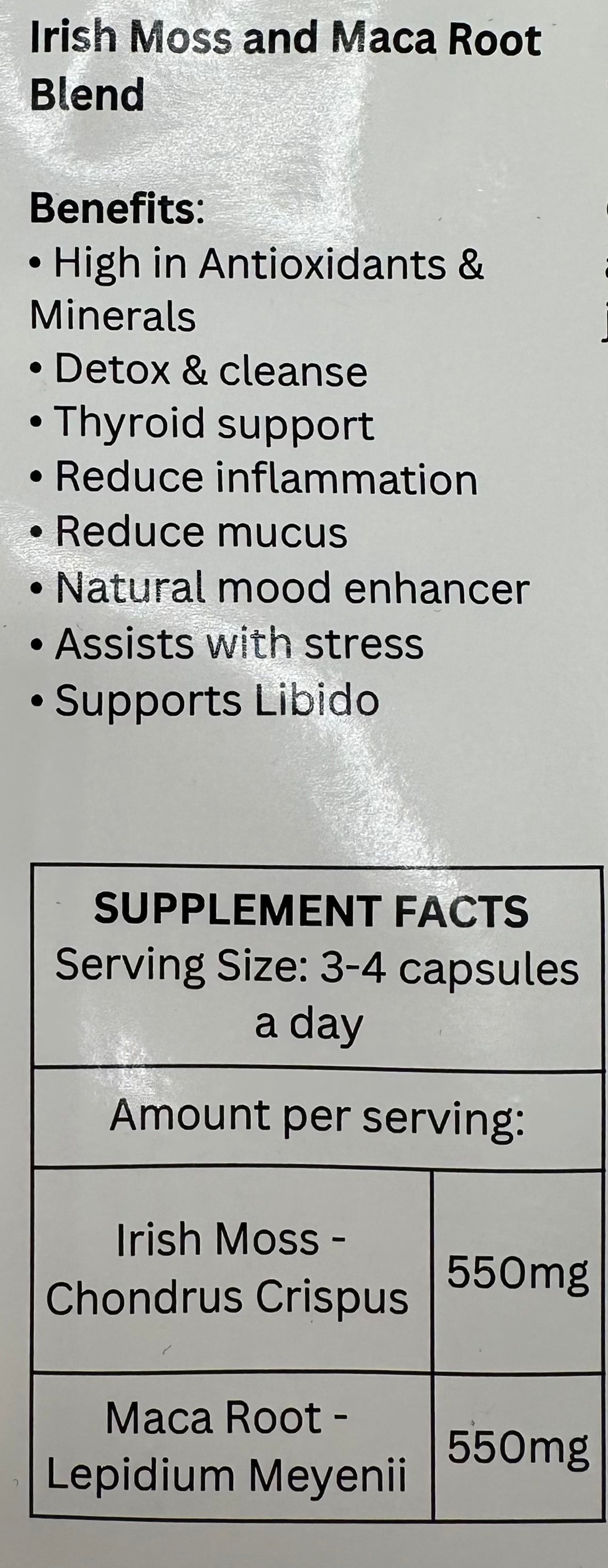 Irish Moss & Maca Root Capsules